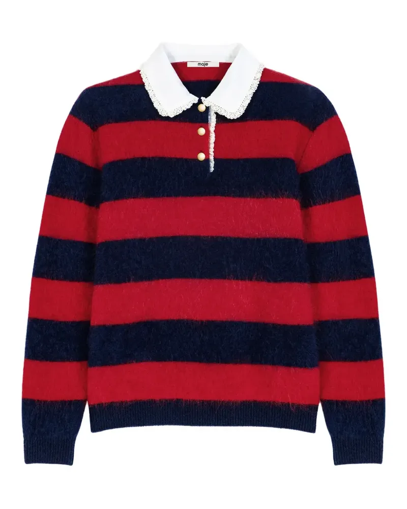 Maje Pullover mit Popeline-Kragen - Blau Blau