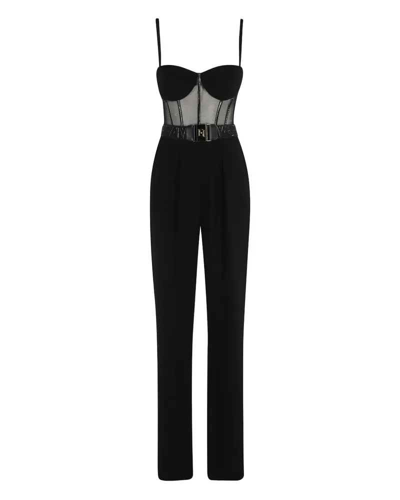 Elisabetta Franchi Bustier-Jumpsuit mit Gürtel - Schwarz Schwarz