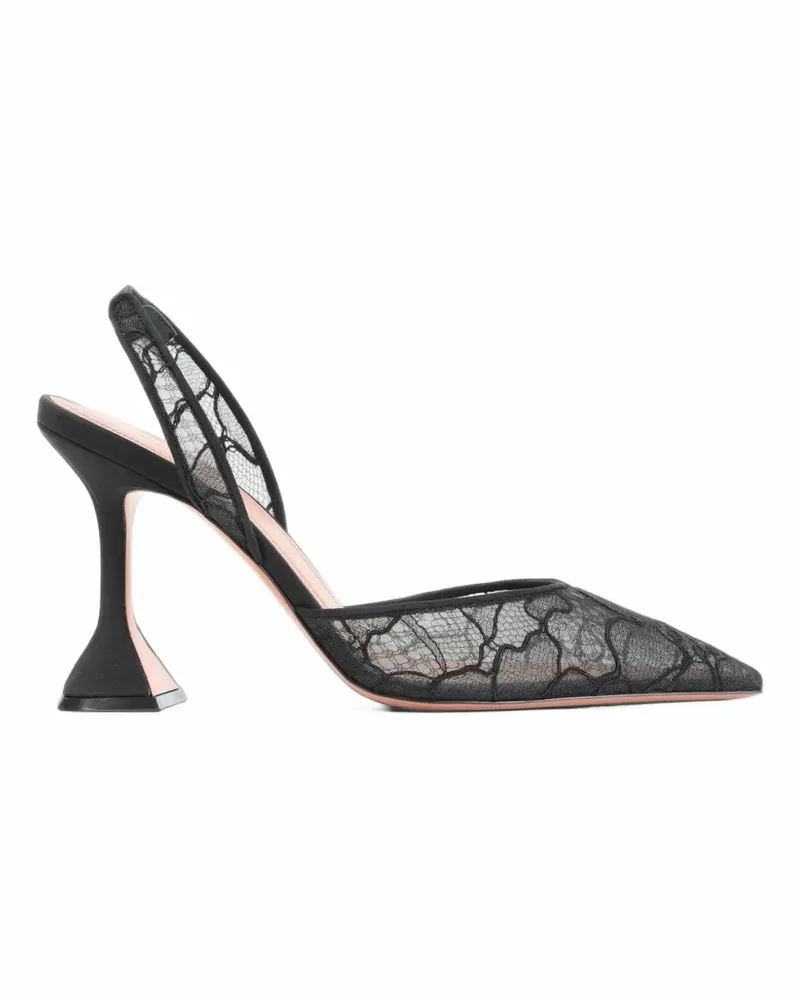 Amina Muaddi Holli Sling Pumps aus Spitze 95mm - Schwarz Schwarz