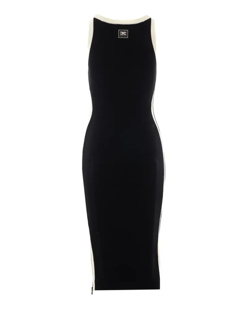 Elisabetta Franchi logo-patch sleeveless dress - Schwarz Schwarz