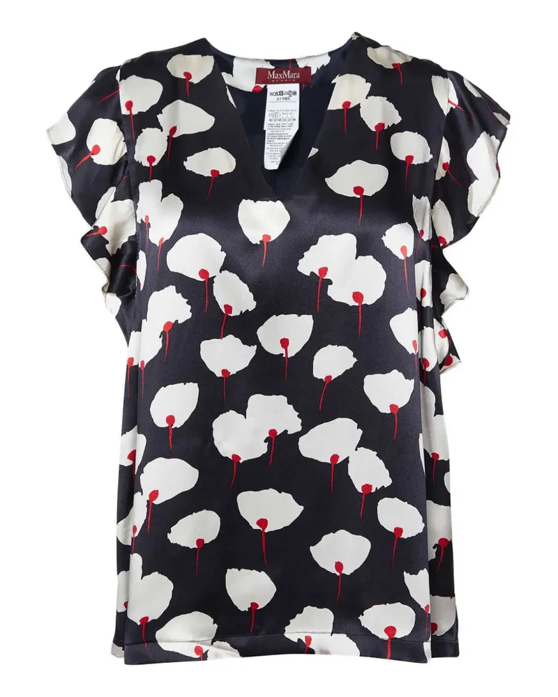 Max Mara Bluse mit gerüschten Ärmeln - Schwarz Schwarz