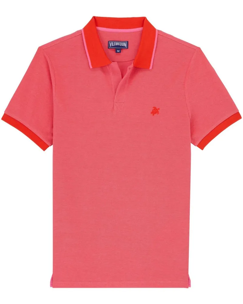 Vilebrequin Besticktes Poloshirt aus Bio-Baumwolle Rot