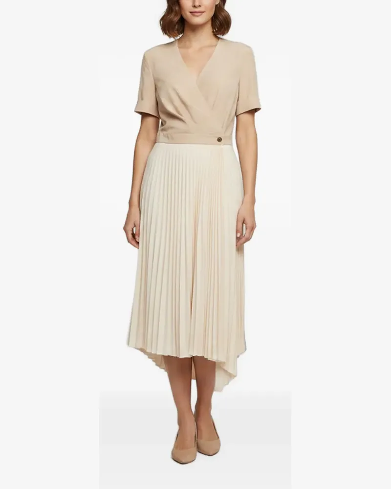 Sandro plissé wrap-style midi dress - Nude Nude