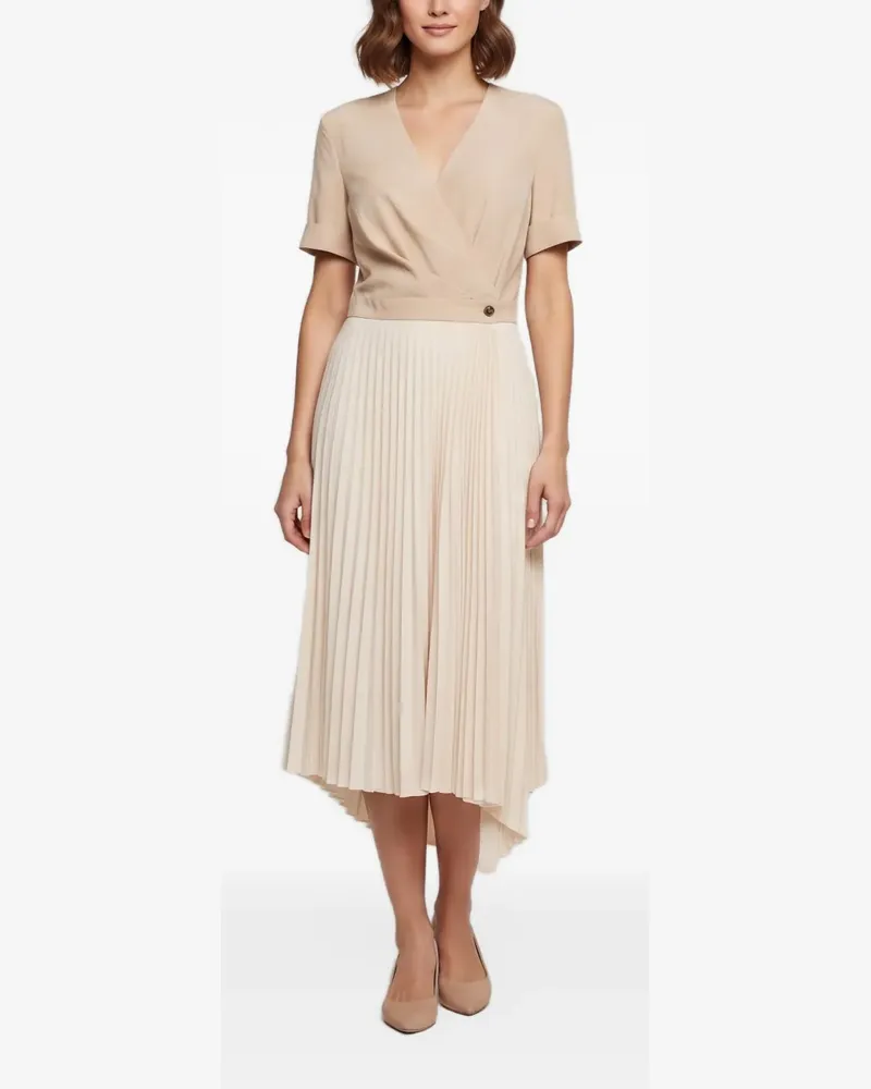 Sandro Plissiertes Midikleid im Wickelstil - Nude Nude