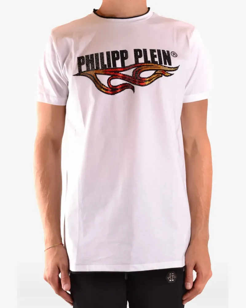 Philipp Plein crystal-embellished logo-print T-shirt - Weiß Weiß