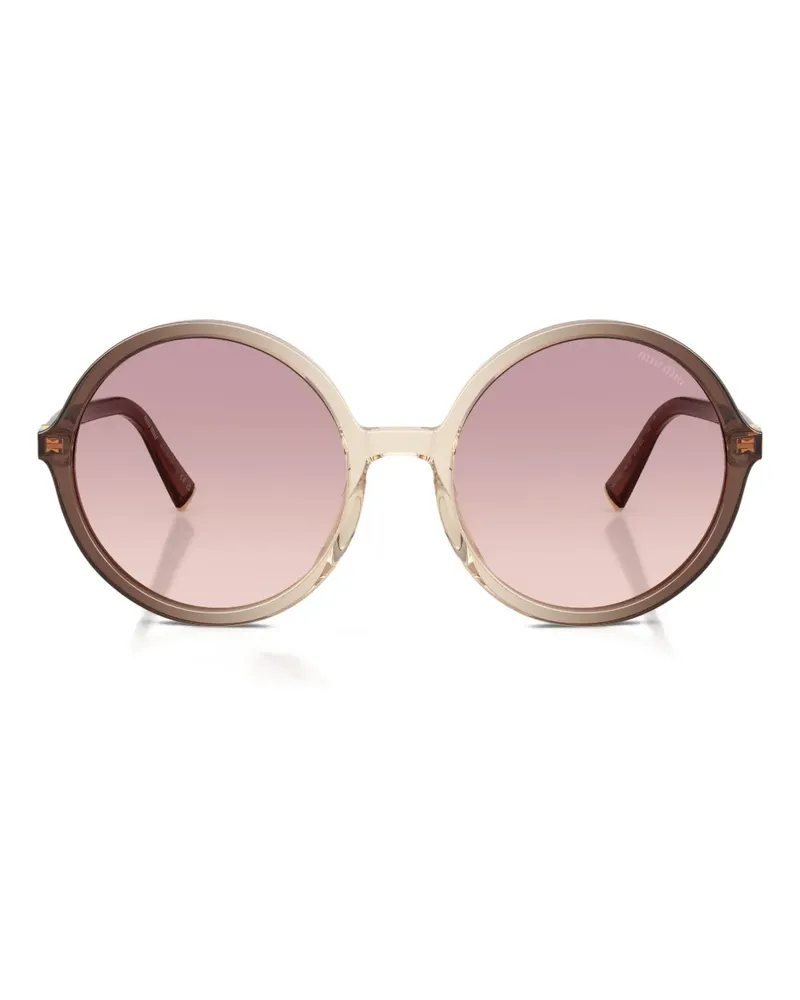 Miu Miu Sonnenbrille mit rundem Gestell - Nude Nude