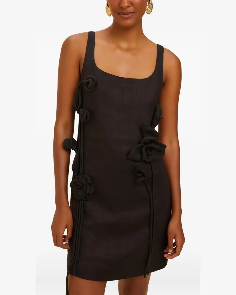 FARM Rio floral-appliqué mini dress - Schwarz Schwarz
