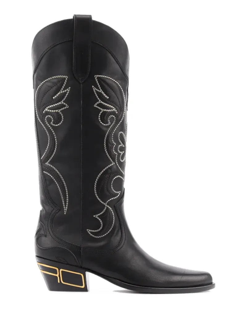 Etro Texan boots black signature heel - Schwarz Schwarz