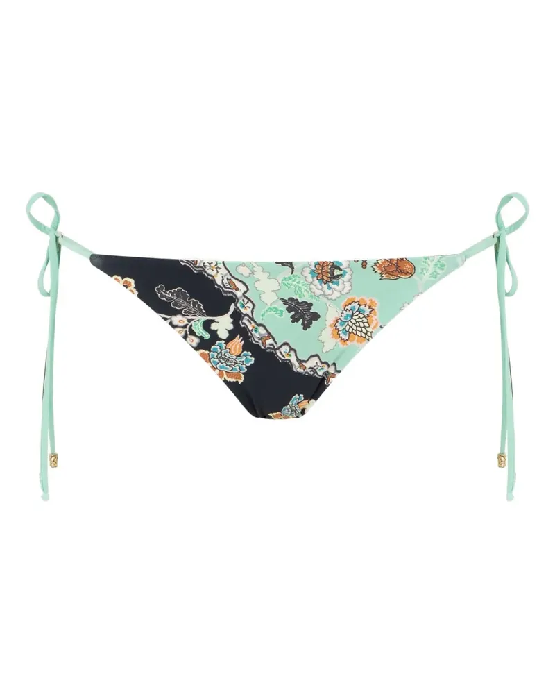 Roberto Cavalli floral-print side-tie bikini bottoms - Schwarz Schwarz
