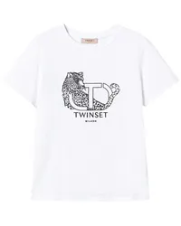 Twin-Set T-Shirt mit Logo-Stickerei Weiß