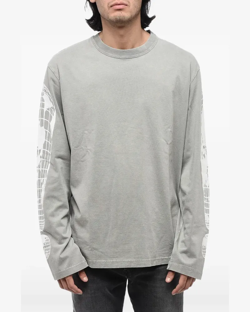 Diesel Langarmshirt mit Logo-Print - Grau Grau
