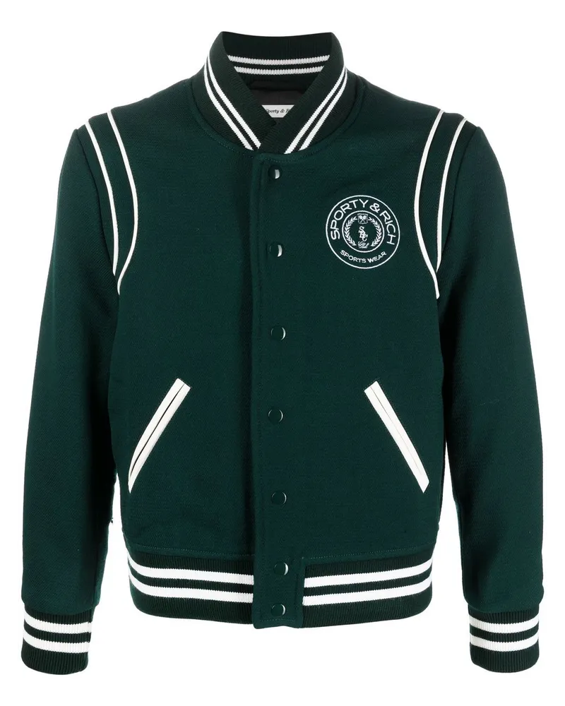 SPORTY & RICH Collegejacke mit Logo-Stickerei - Grün Grün