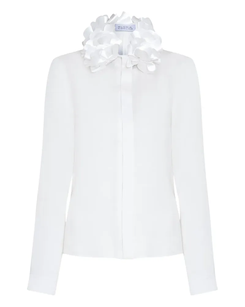 Gloria Coelho Hemd mit Blumenapplikation - Weiß Weiß