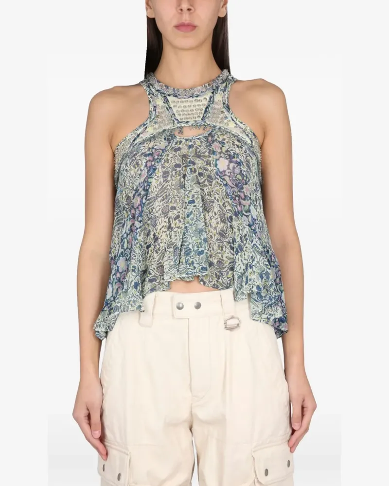 Isabel Marant embellished floral top - Blau Blau