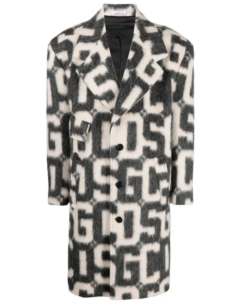 GCDS Mantel mit Monogramm-Print - Schwarz Schwarz
