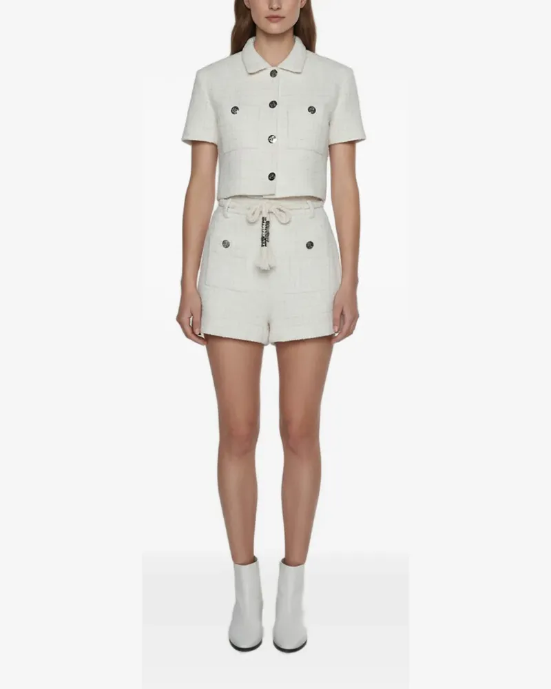 Maje metallic-tweed shorts set - Nude Nude