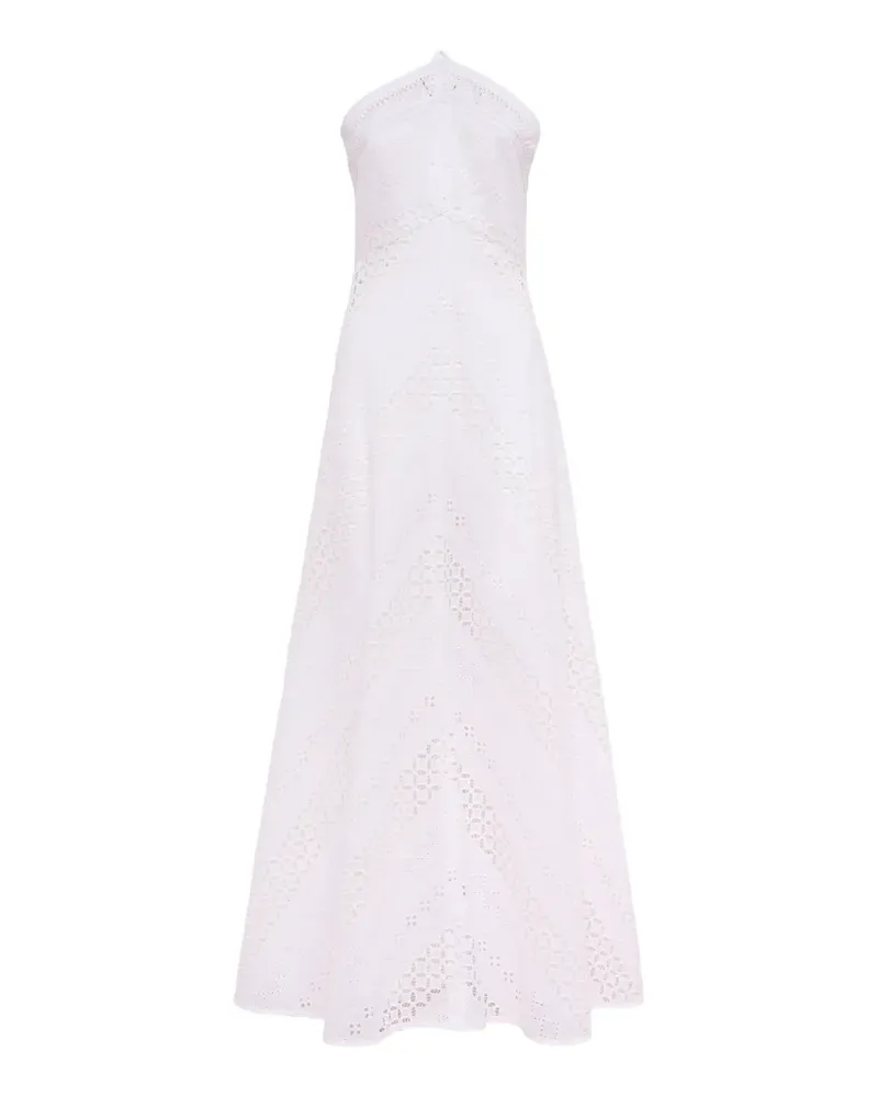 Loretta Caponi Castiglione broderie cotton midi dress - Weiß Weiß