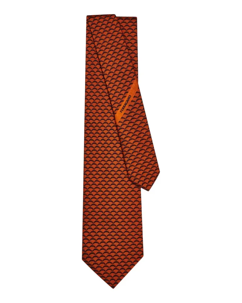 Ferragamo Seidenkrawatte mit Archi-Print - Infinite Inspirations - Orange Orange