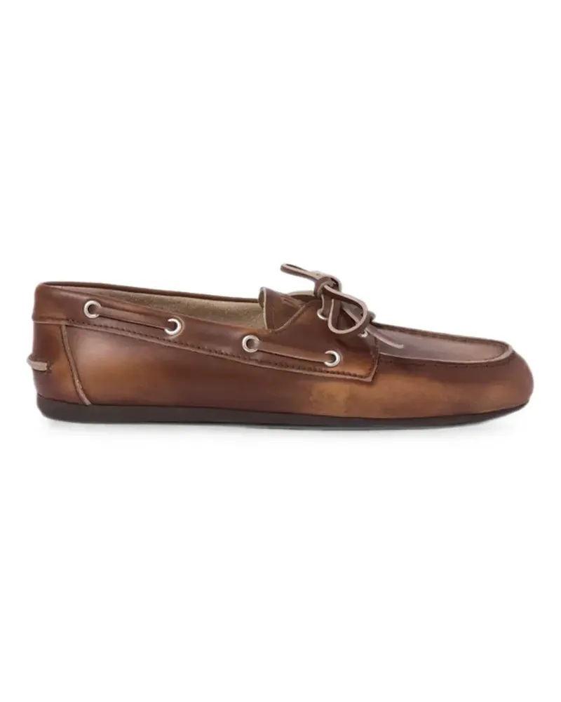 Miu Miu lace-up leather deck shoes - Braun Braun