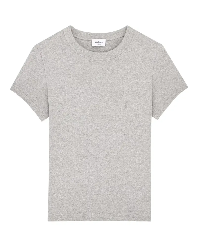 Saint Laurent Schmales Cassandre T-Shirt - Grau Grau