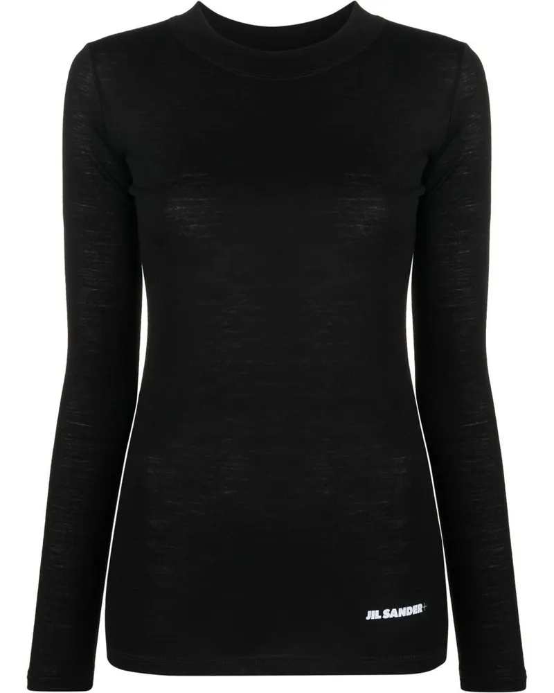 Jil Sander Gestrickter Body mit Logo - Schwarz Schwarz