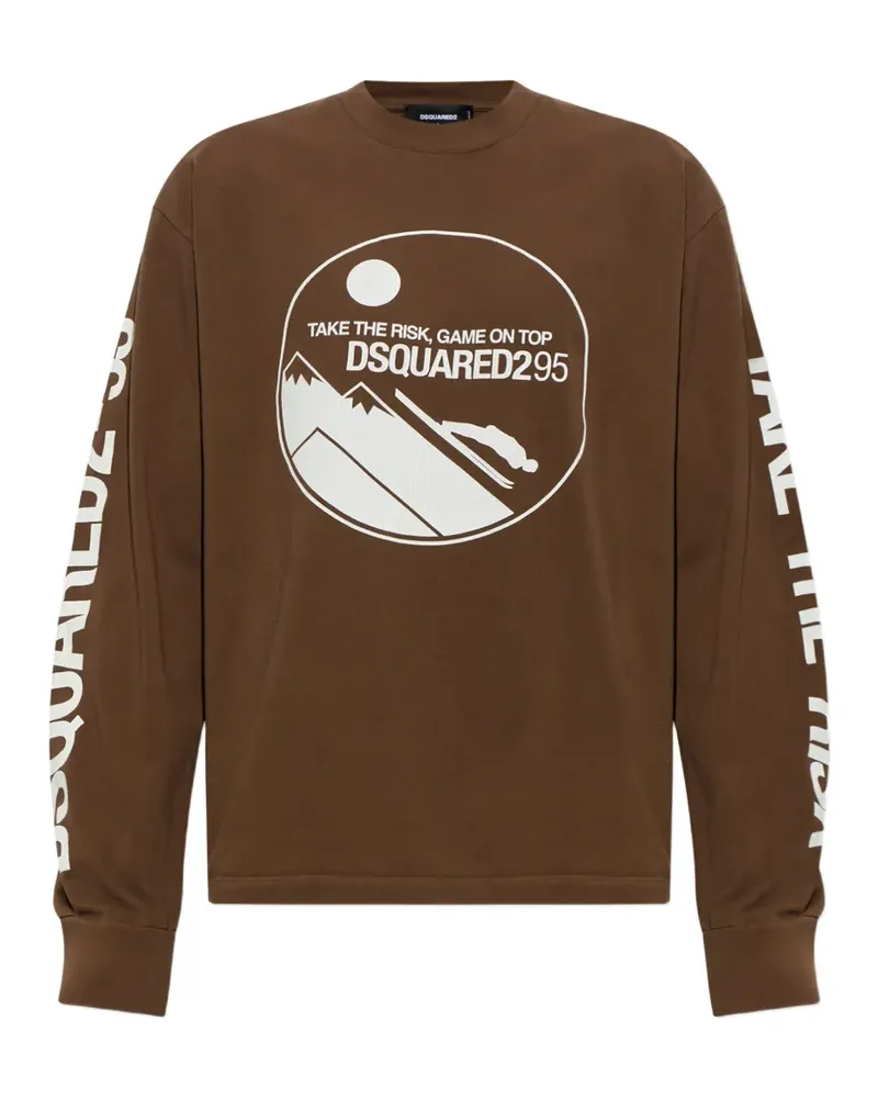 Dsquared2 Langarmshirt mit grafischem Print - Braun Braun