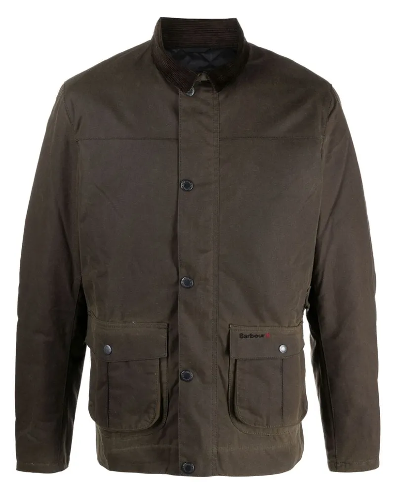 Barbour Gewachste Brunden Jacke mit Cordkragen - Grün Grün