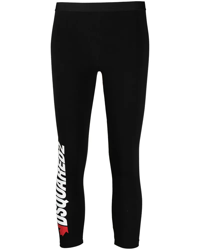 Dsquared2 Cropped-Leggings mit Logo-Print - Schwarz Schwarz
