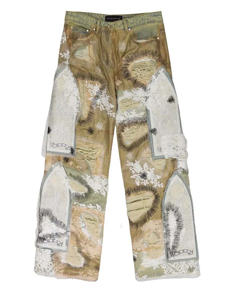 WHO DECIDES WAR Überfärbte Bootcut-Jeans aus Spitze - Nude Nude
