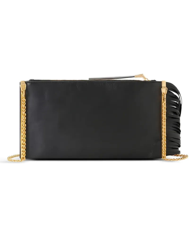 Elisabetta Franchi Fransen-Schultertasche mit Kettenriemen - Schwarz Schwarz