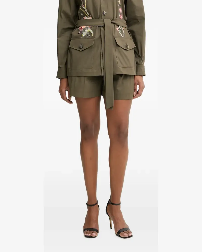 Luisa Spagnoli Bundfaltenshorts mit Gürtelschlaufe - Grün Grün