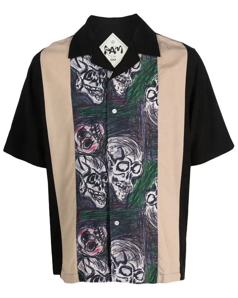 Perks and Mini Bowlinghemd mit Totenkopf-Print - Schwarz Schwarz