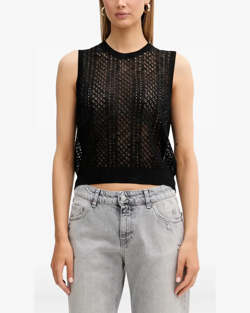 VICOLO crochet-knit sleeveless top - Schwarz Schwarz