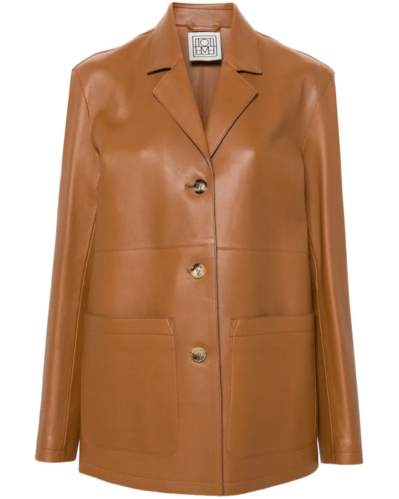 Totême Lederjacke mit fallendem Revers - Braun Braun