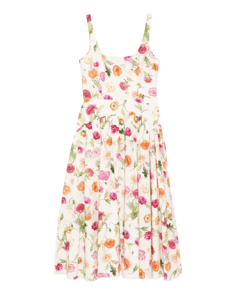 Carolina Herrera New York poppy-print midi dress - Nude Nude
