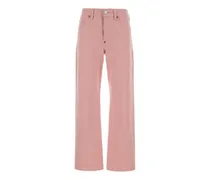 Gerade Jeans mit Blumenknöpfen - Rosa