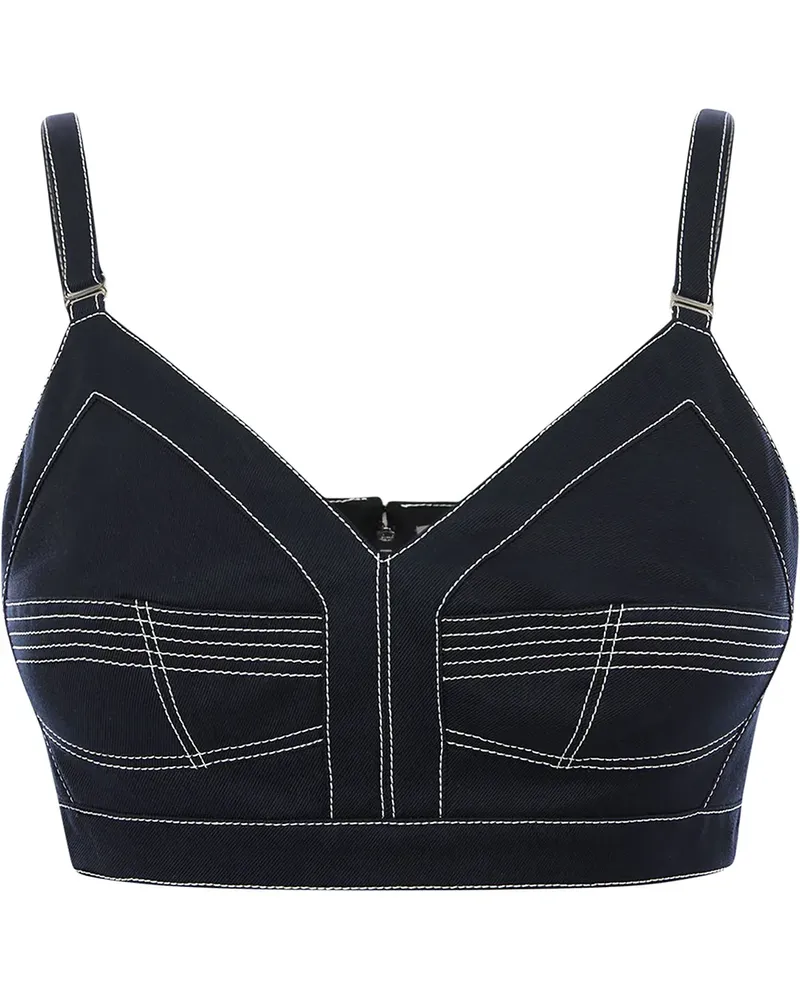 Alexander McQueen Cropped-Top mit Stickerei - Blau Blau