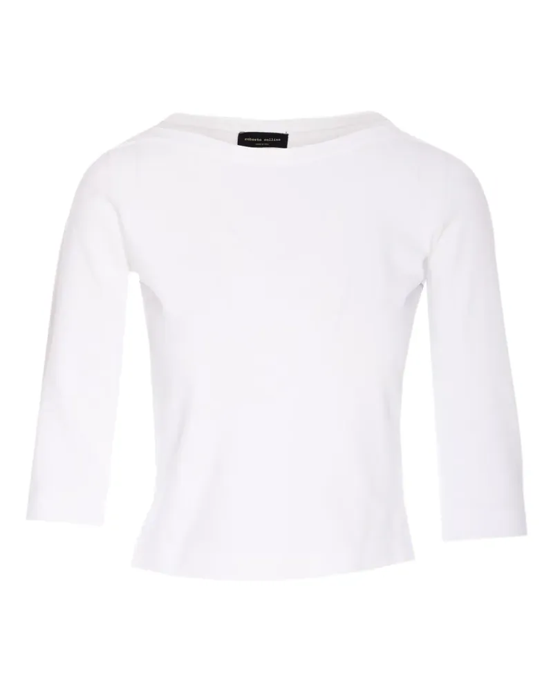 Roberto Collina T-Shirt mit U-Boot-Ausschnitt - Weiß Weiß