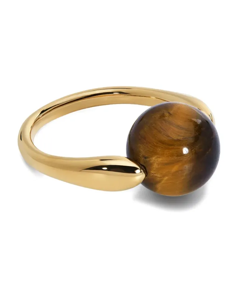 Monica Vinader Goldring mit Tigerauge Gold