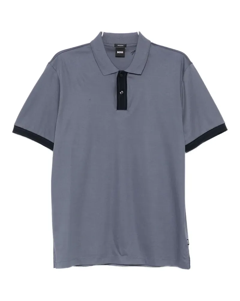 HUGO BOSS striped-trim polo shirt - Blau Blau