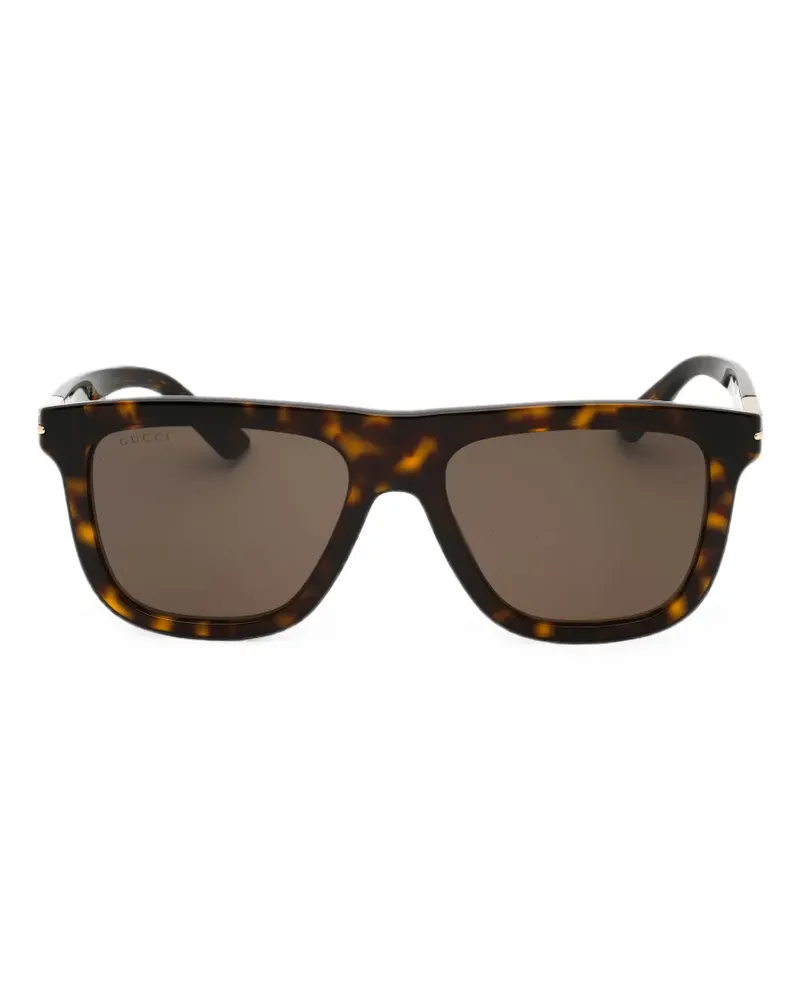 Gucci Eckige Sonnenbrille in Schildpattoptik - Braun Braun