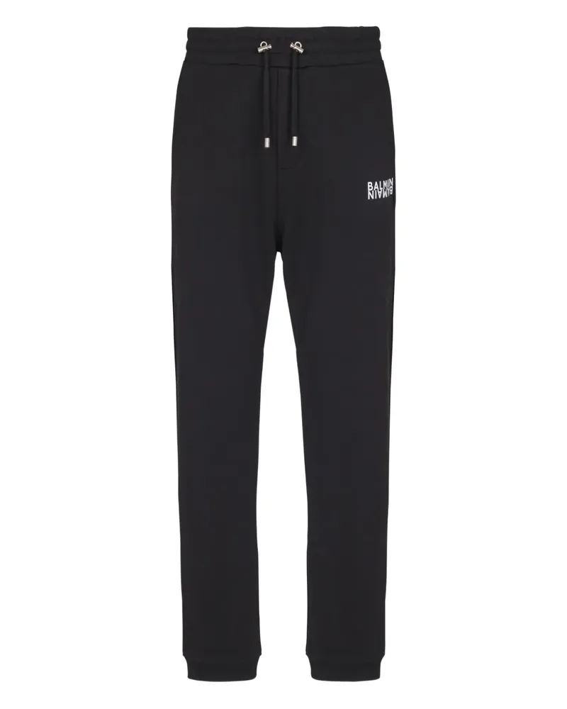 Balmain Kordelzug-Jogginghose mit Logo-Detail - Schwarz Schwarz