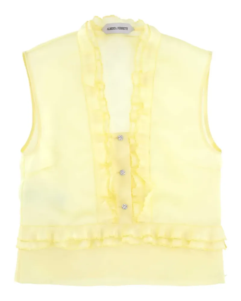 Alberta Ferretti ruffled embellished top - Gelb Gelb