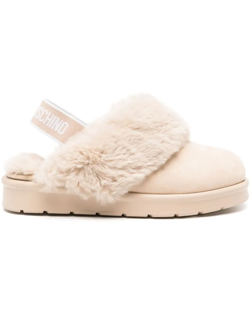 Moschino Slipper mit Logo-Print Braun