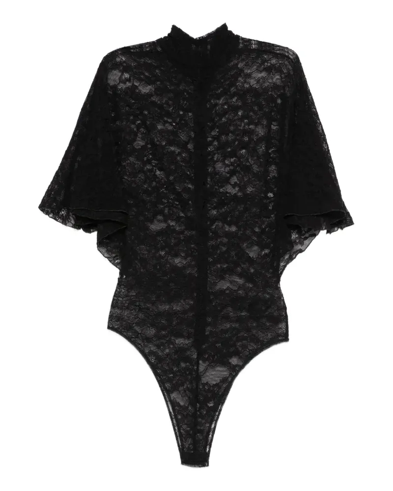 David Koma lace cape-sleeve bodysuit - Schwarz Schwarz