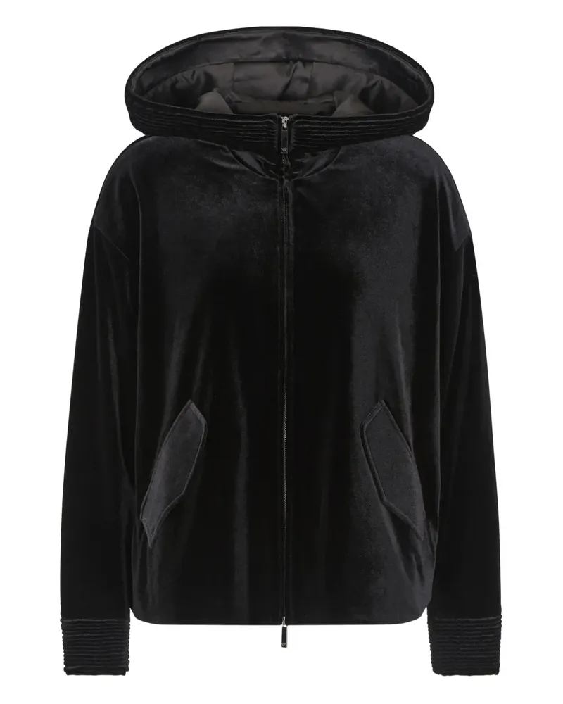 Emporio Armani Kapuzenjacke aus Samt - Schwarz Schwarz