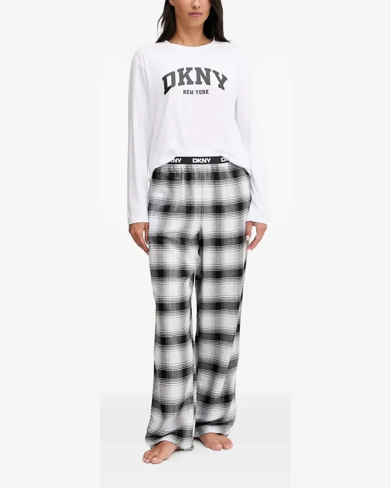 DKNY long-sleeve plaid pajama set - Weiß Weiß