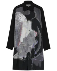 Yohji Yamamoto Hemd mit Illustrations-Print Schwarz