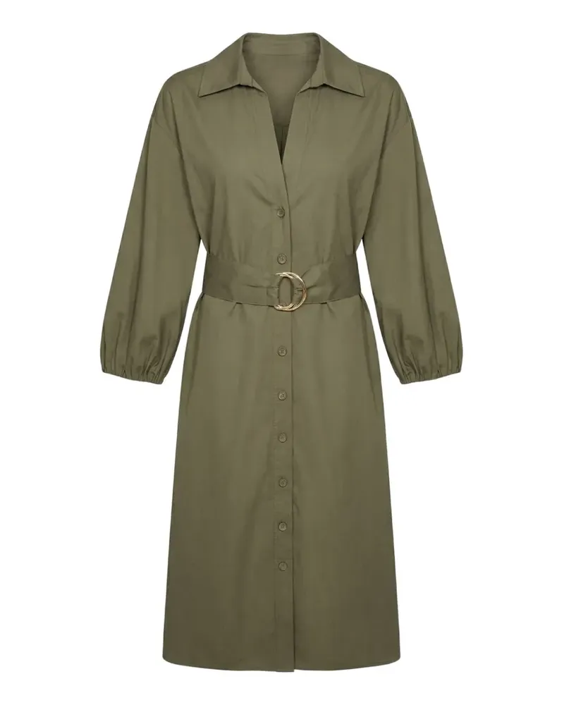 Twin-Set belted buttoned midi dress - Grün Grün