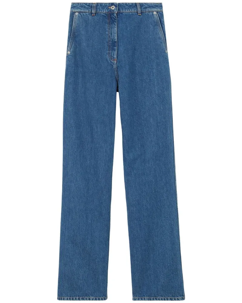 Burberry Gerade High-Waist-Jeans Blau